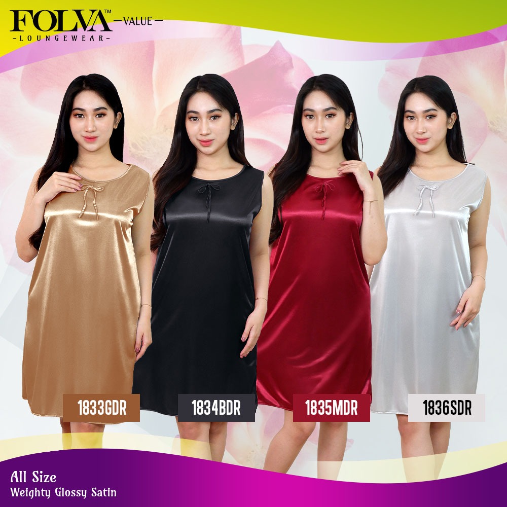 FOLVA Dress satin tanpa lengan pakaian rumah wanita