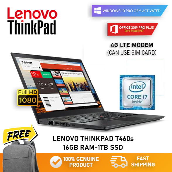 Laptop Lenovo Thinkpad T460S Core i7 gen 6th Touchscreen RAM 16GB/256SSD WIN 10PRO