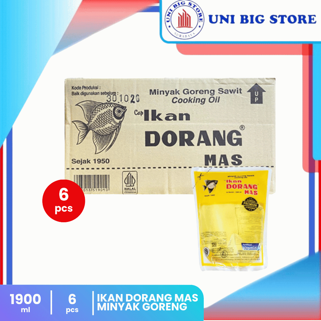

Minyak Goreng Ikan Dorang Mas 1900 ml x 6 pcs DUS