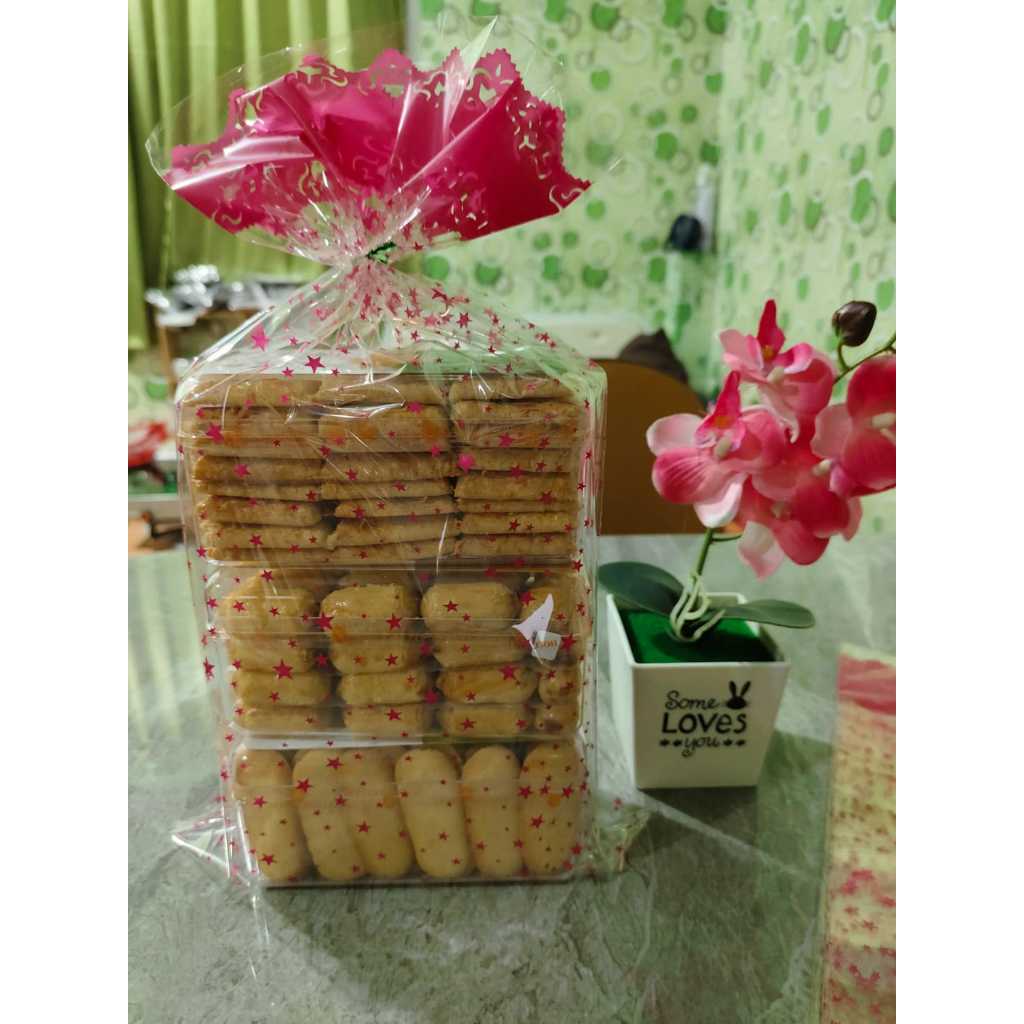 Kantong Plastik Bening Motif Bintang Warna Free Kawat Untuk Hampers Parcell Snack Ulang Tahun Kado