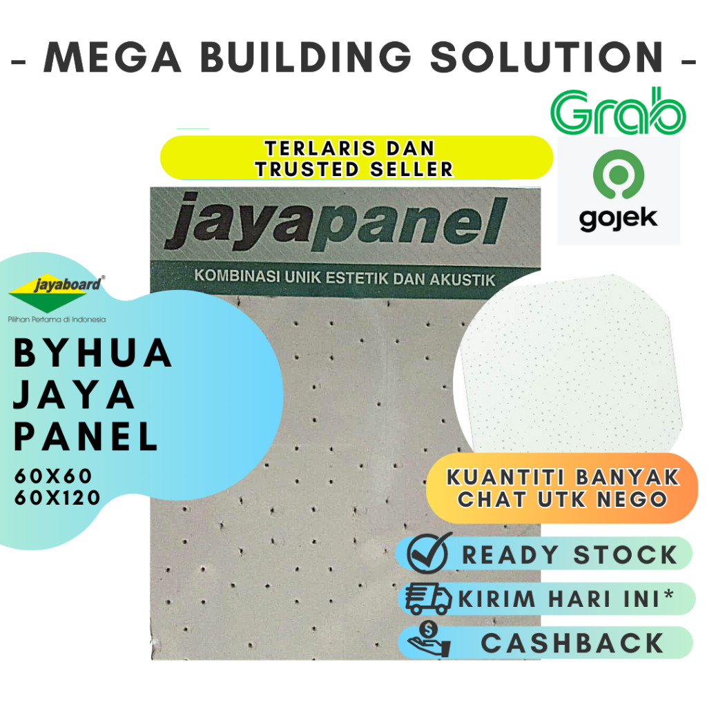 JAYABOARD Byhua 60x60 Ceiling Panel / Gyptile 9mm - plafon akustik Jaya Panel
