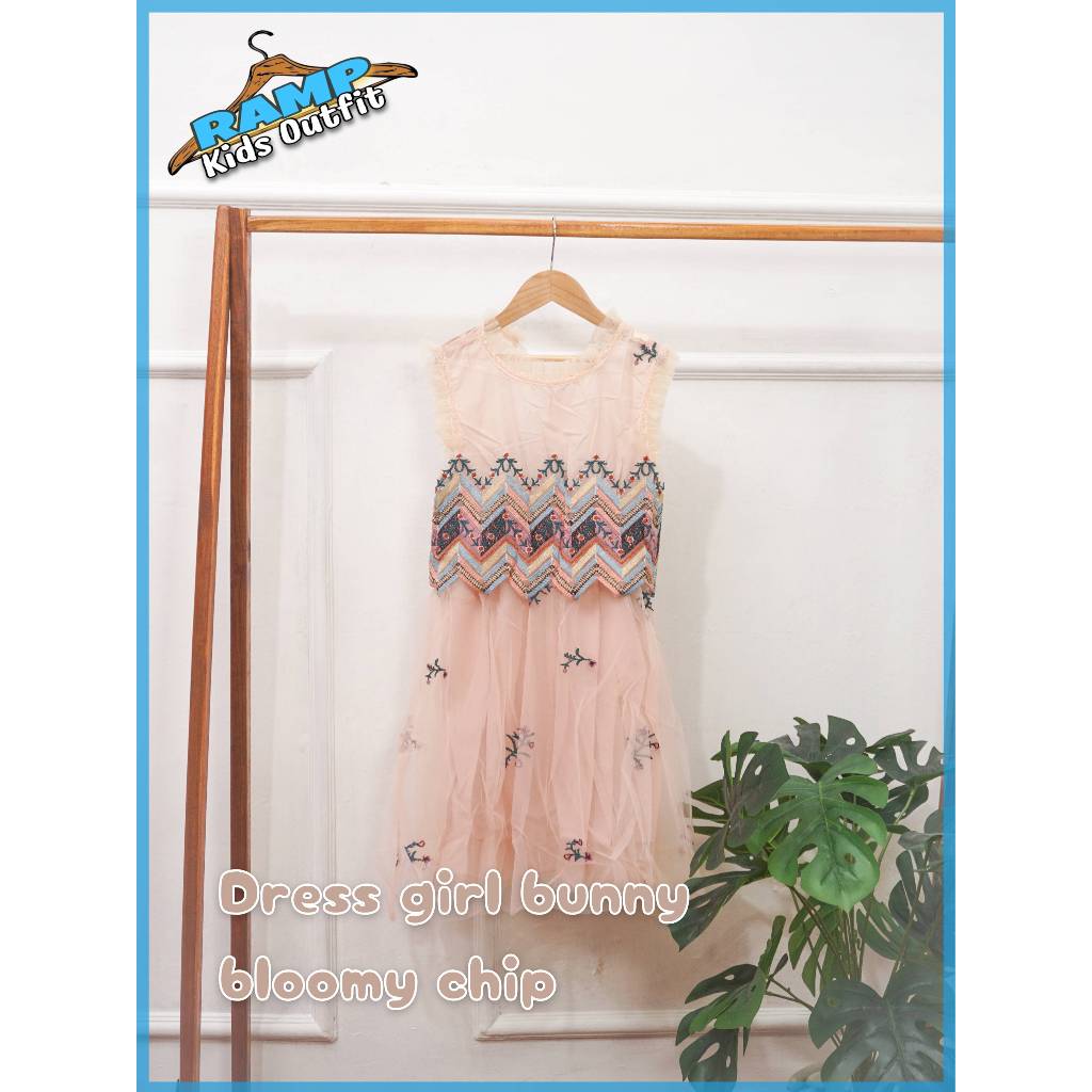 dress anak perempuan | dress anak tanpa lengan | Dress girl bunny bloomy chip ball 550-50