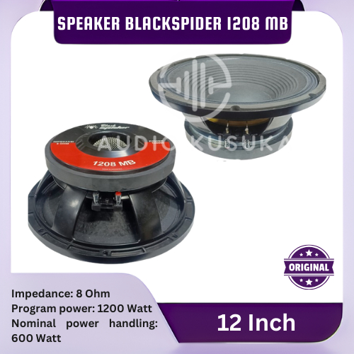 "SPEAKER KOMPONEN BLACKSPIDER 1208 MB 1200 WATT 12 INCH 12IN 12"" ORIGINAL BLACK SPIDER  "