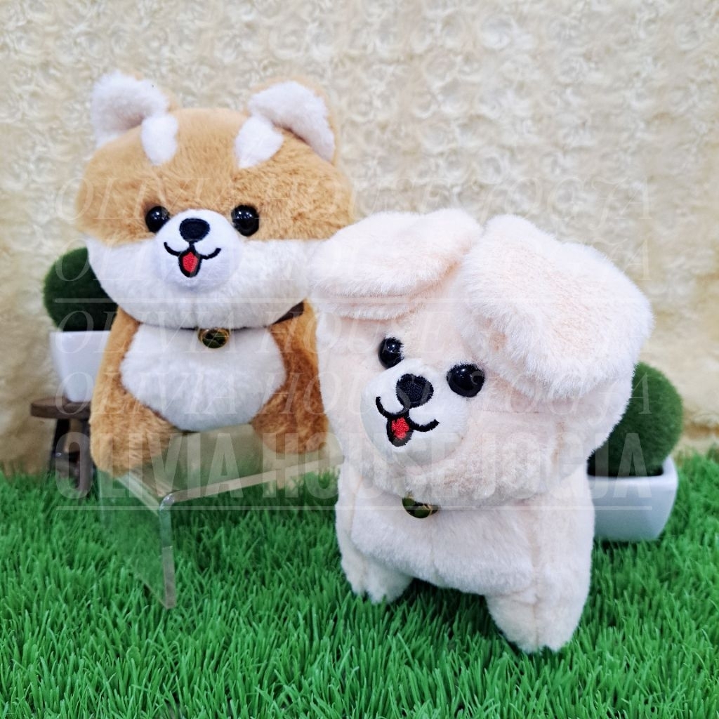Boneka Anjing Shiba Inu Kalung Lonceng Boneka Std Shiba Inu Doggy Chubby