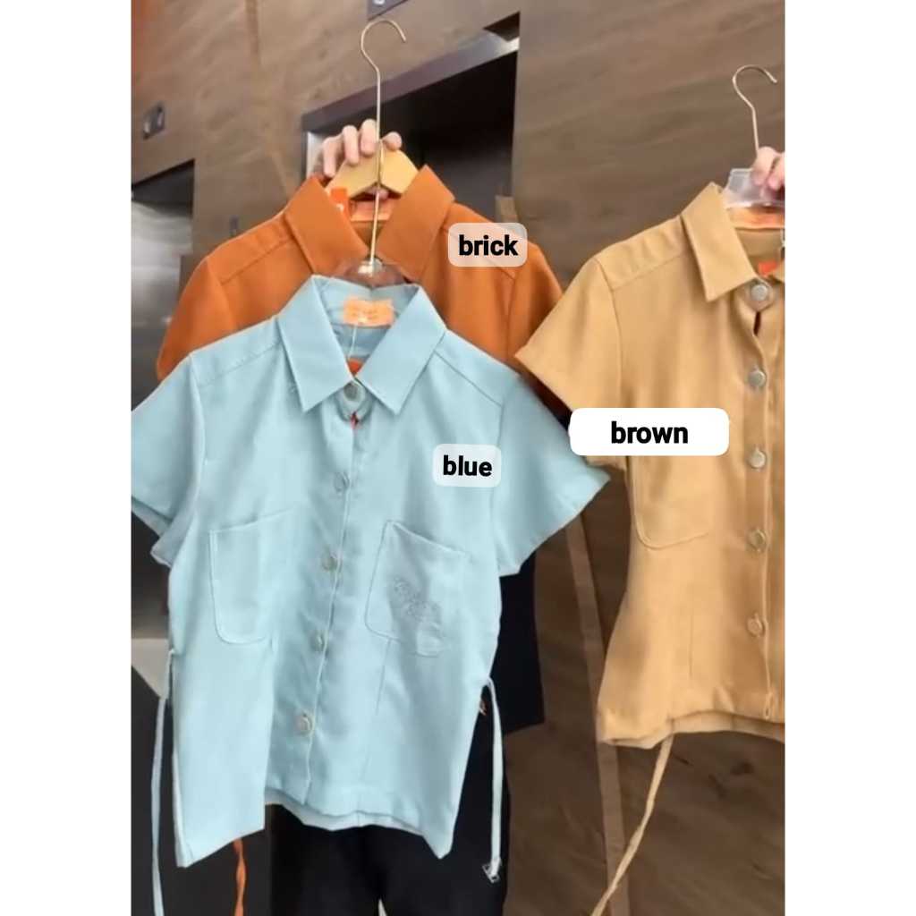 [CHRISTALYN]  Ruby Top / Blouse Kemeja Wanita / Atasan Wanita Lengan Pendek Import