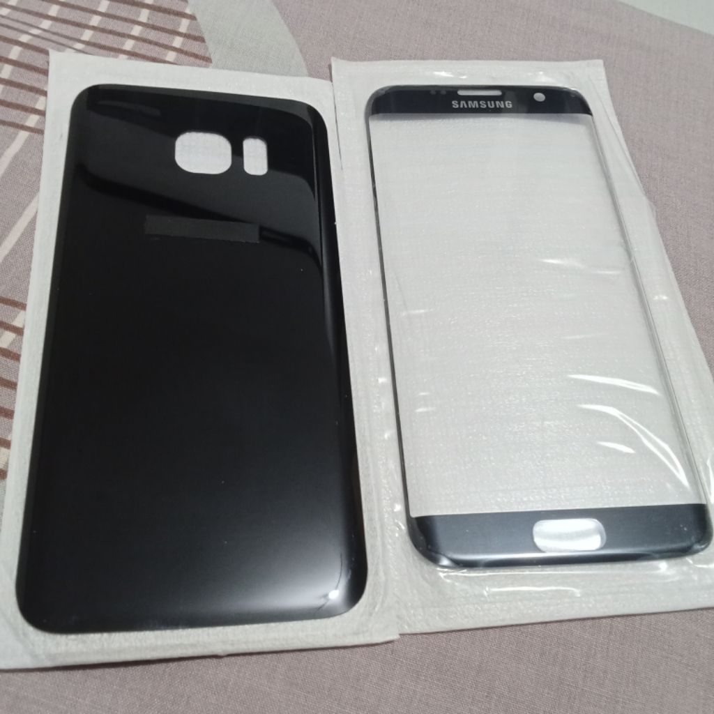 Kaca lcd kaca depan dan back door tutup belakang samsung S7 edge G935 original hitam