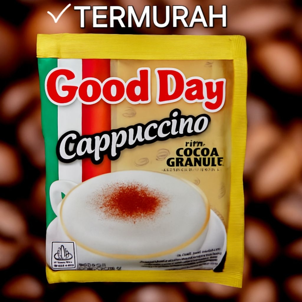 

Good Day Cappucino Shachet. Kopi Capucino Saset Siap Saji. Cocok buat, Cafe, kedai dan warkop. Kopi Instan Yang Siap Saji, Tinggal Seduh langsung minum dan rasa sepertu kopi susu gula aren