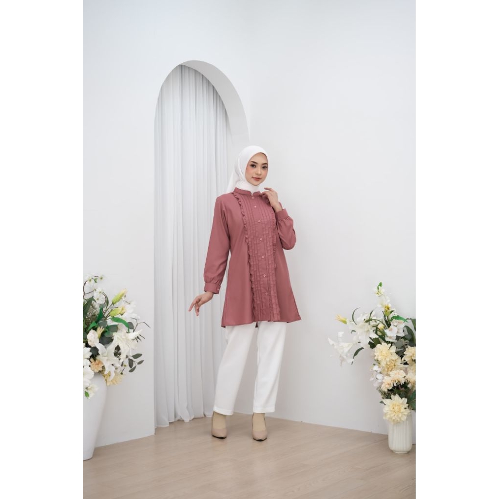 Tunik Toyobo Fodu Model Rempel Opnesel | Tunik Polosan Wanita | Tunik Wanita Premium