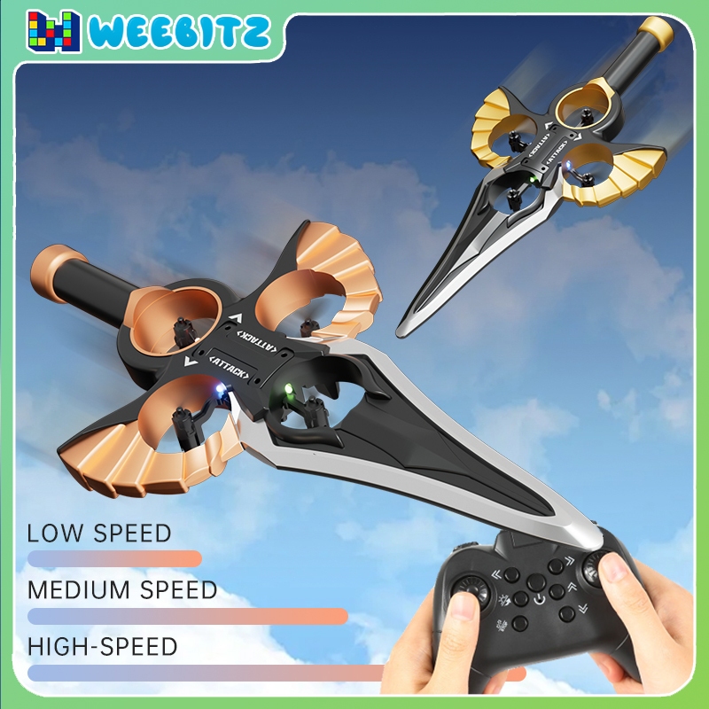 Weebitz Fly Mainan Pesawat Terbang RC Drone Stunt 360° dengan Remote Sensor Gravitasi & Lampu LED