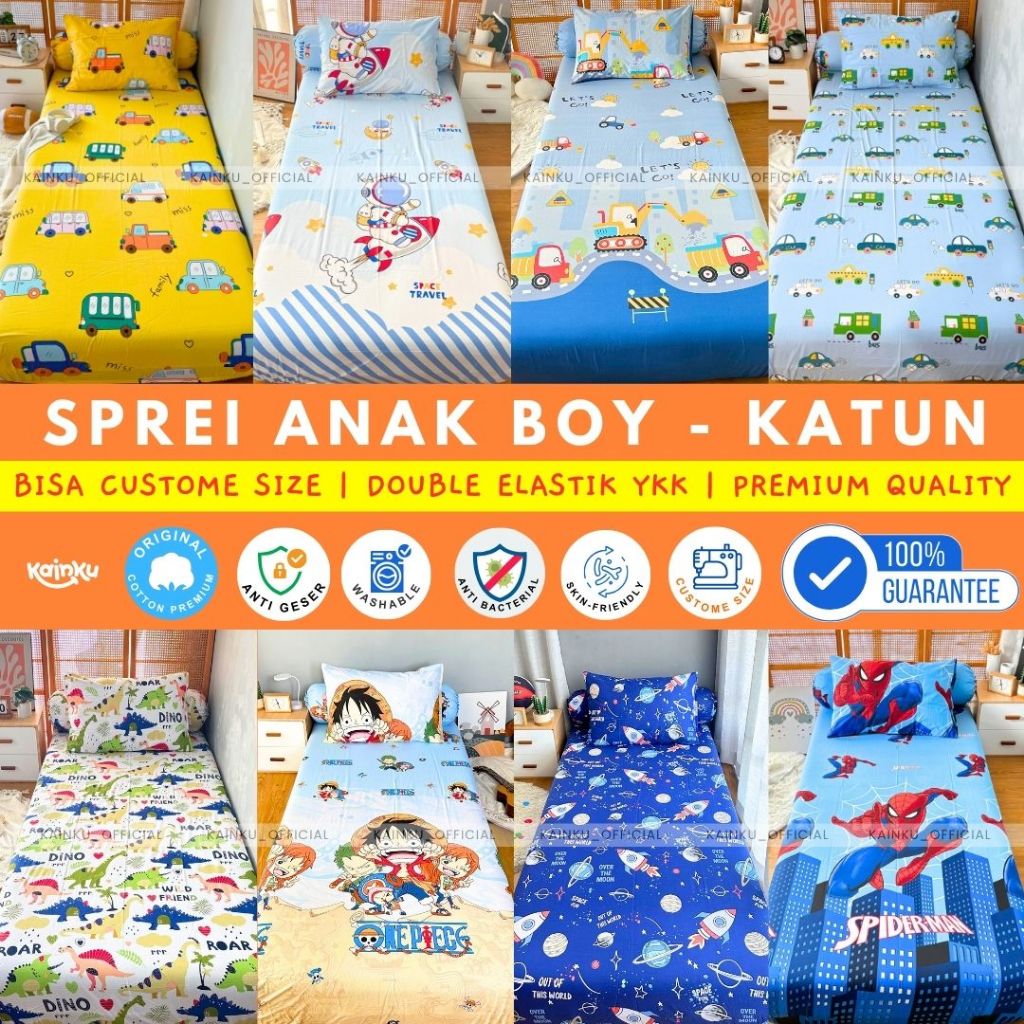 sprei anak Motif Anak Laki Animal | ukuran 90 100 120 160 180x200