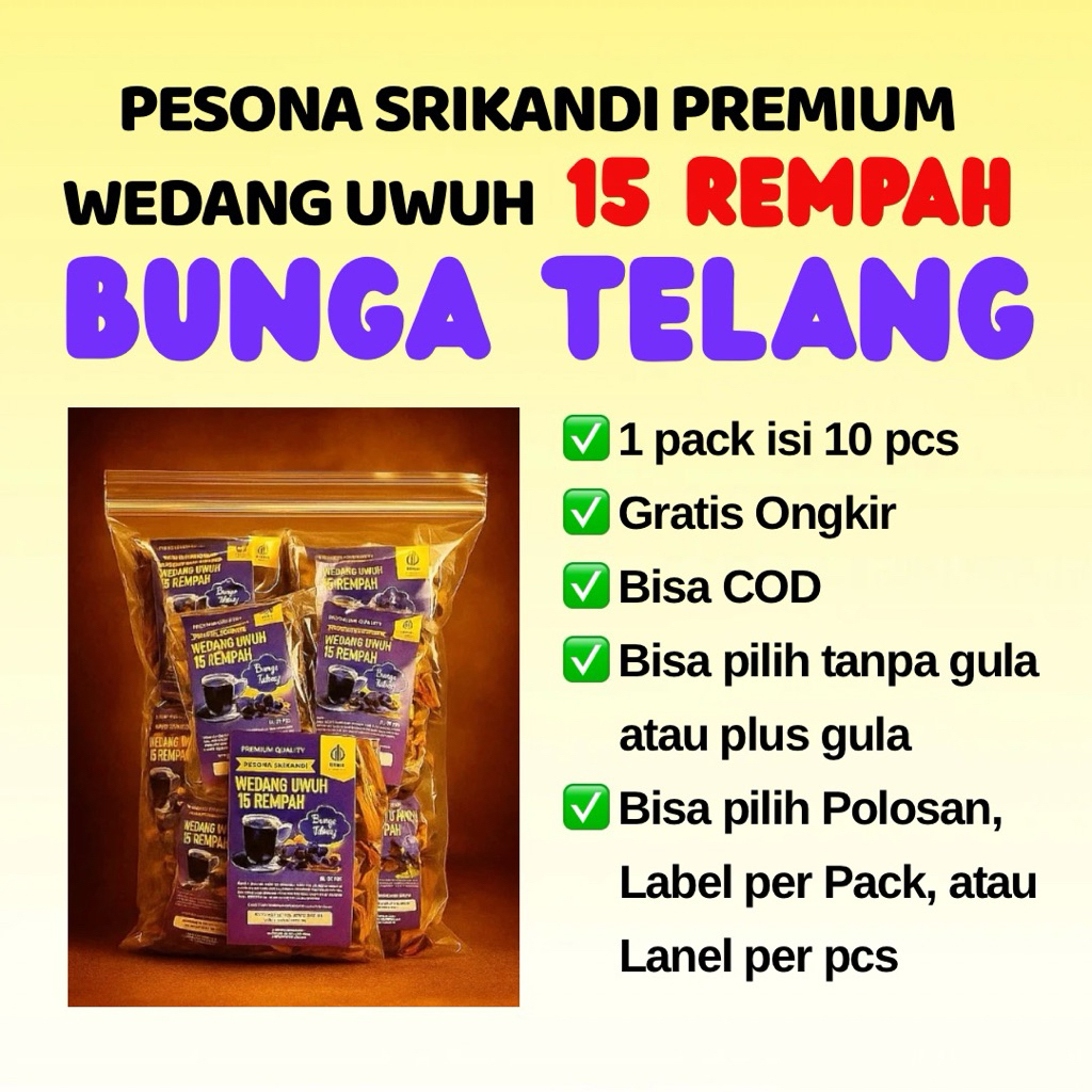 

10 pcs Wedang Uwuh Bunga Telang 30 gram / Wedang Telang 15 Rempah