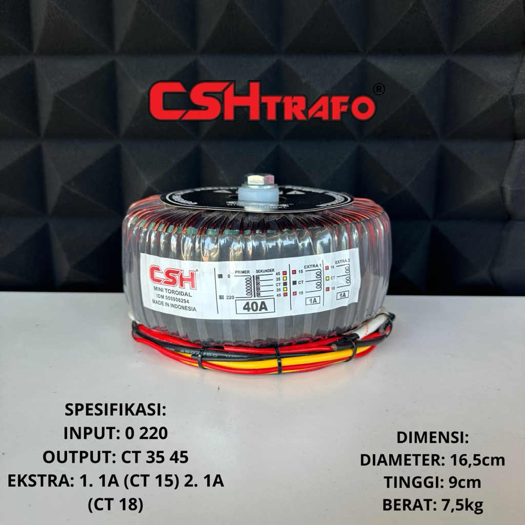 Trafo Mini Toroid CSH 40A CT 45V 100% Tembaga Murni