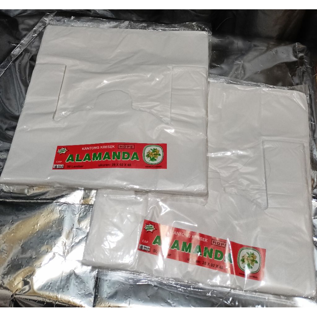 Kresek plastik putih merk Alamanda Kresek putih susu untuk dus nasi/baskom