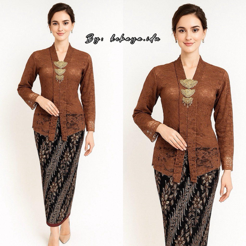 (Free Bross) Kebaya Brokat Floy Kartini - Kebaya Modern - Kebaya Wisuda - Kebaya Hitam - Kebaya Pest