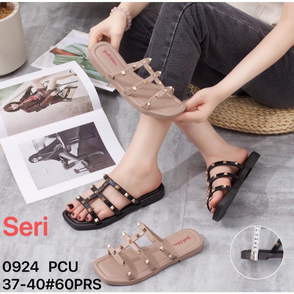 Sandal Karet Fashio Wanita Youth Balance Tali 3 Motif Pernik Sandal Jelly 0924