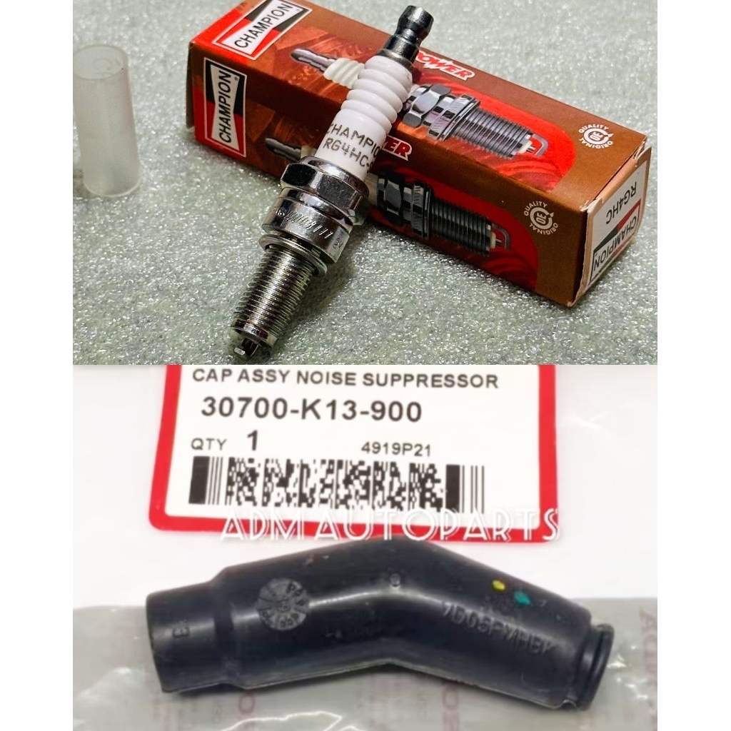 Busi Champion POWER RG4HC ORI + Tutup Busi Cop Busi K13 Verza 150 CB Verza 150  CRF 150L Megapro New