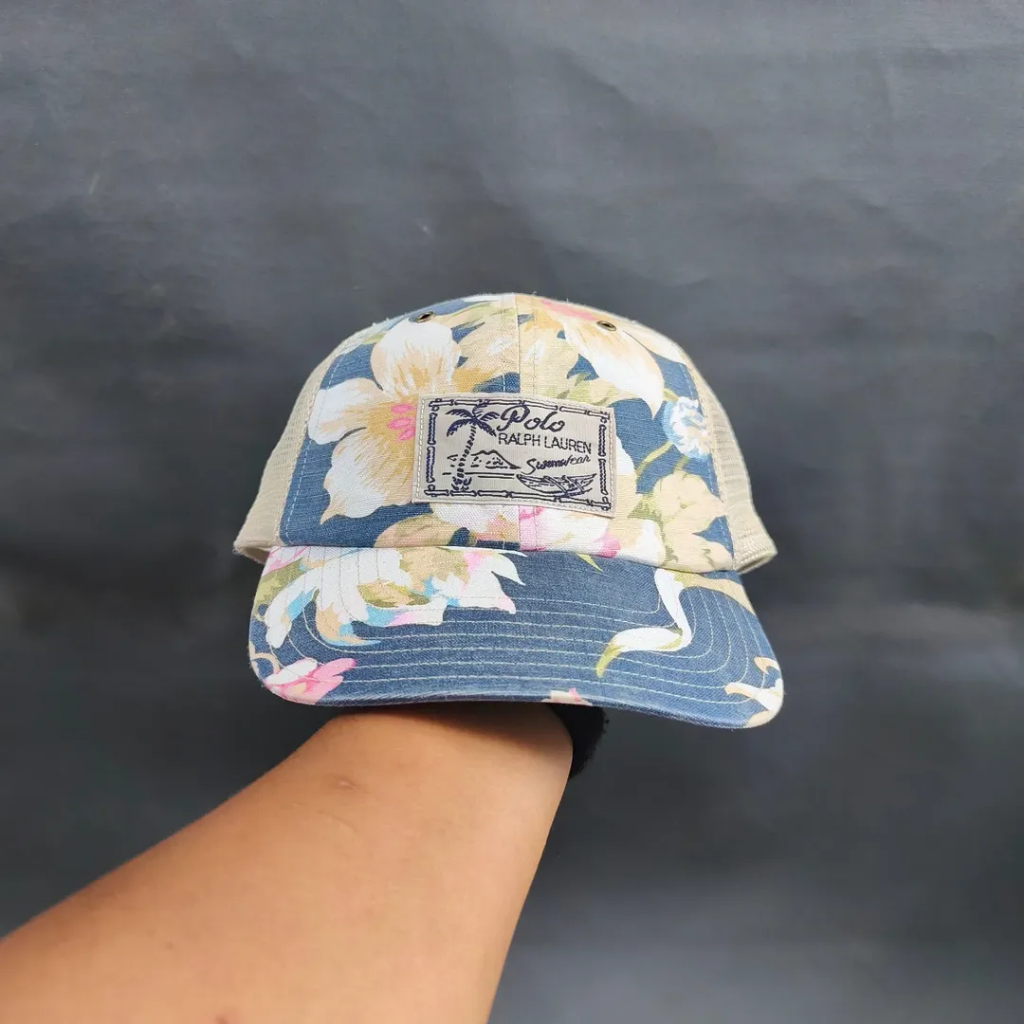 Topi Trucker Cap Topi Jaring Unisex Pria Wanita POLO RALPH LAUREN Floral