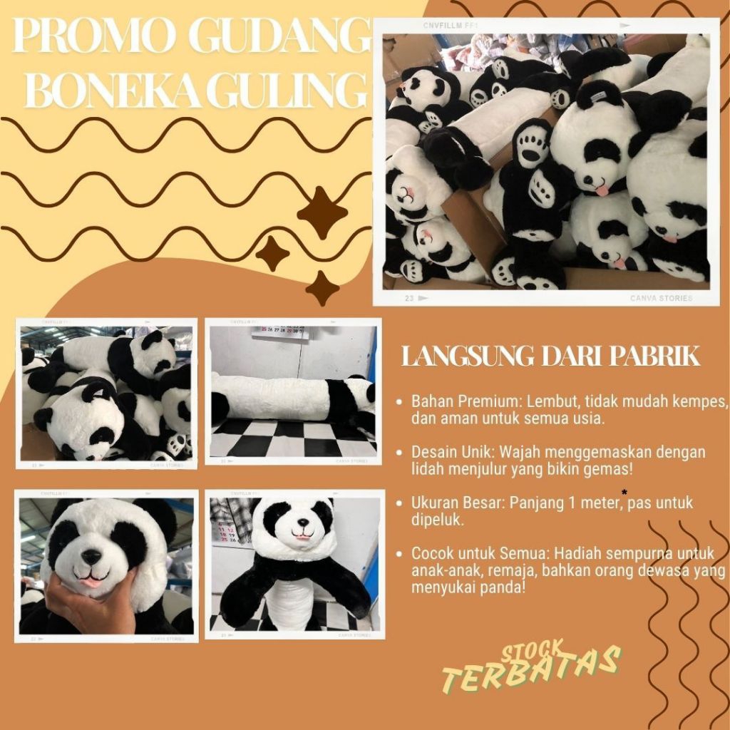 Boneka Guling Panda 1 Meter