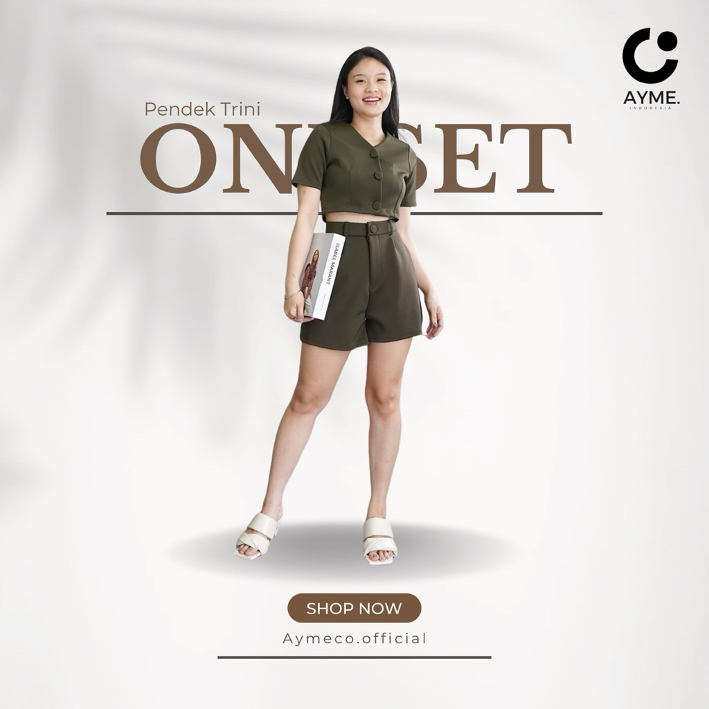 AYME | Oneset Pendek Trini atasan crop dan bawahan celana pendek setelan scuba