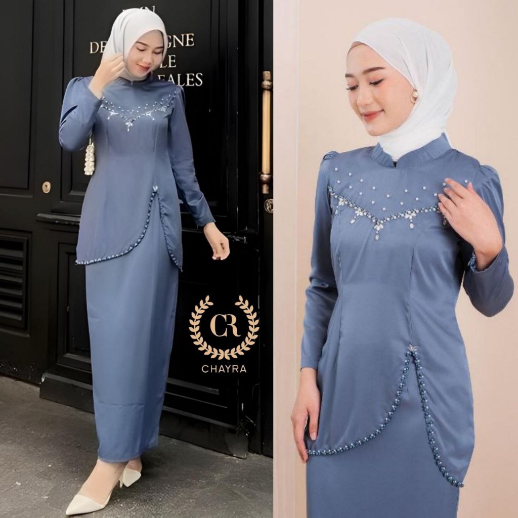 (ADA JUMBO) One Set Modern Baju Kurung Melayu Felicia Dress Pesta Kondangan Nikahan Kekinian Dress B