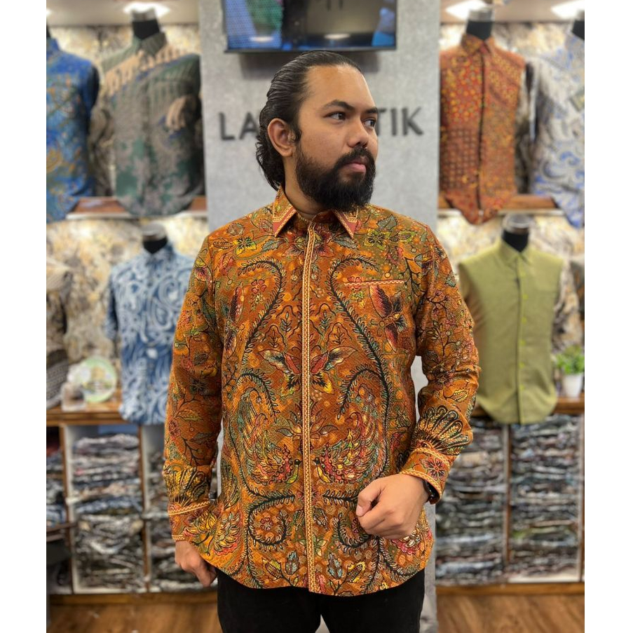 Lano Batik Semi Jas - Kemeja Batik Smock Semi Jas - Kupu-kupu - Baju Batik Pria - Kemeja Batik Pria 