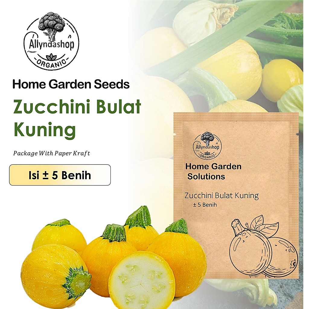 Bibit BenihSayur Sayuran Zukini Zucchini Bulat Kuning