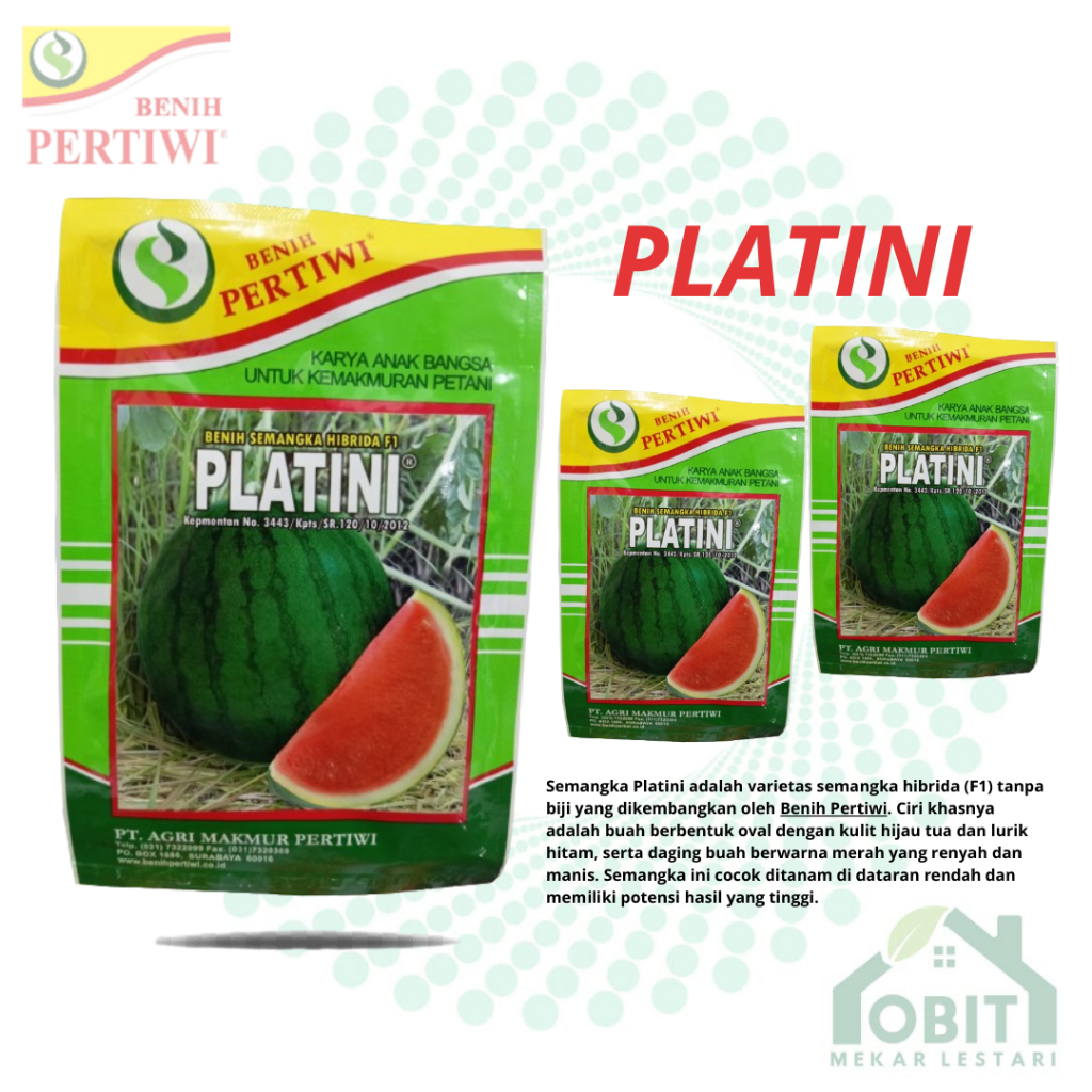 PLATINI F1 - 20 Gr Bibit Semangka Non Biji Hibrida PERTIWI KEMASAN PABRIK