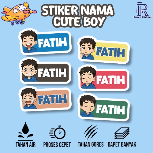 

Stiker Cute Boy Custum Nama - Tahan Air -Untuk Botol alat sekolah