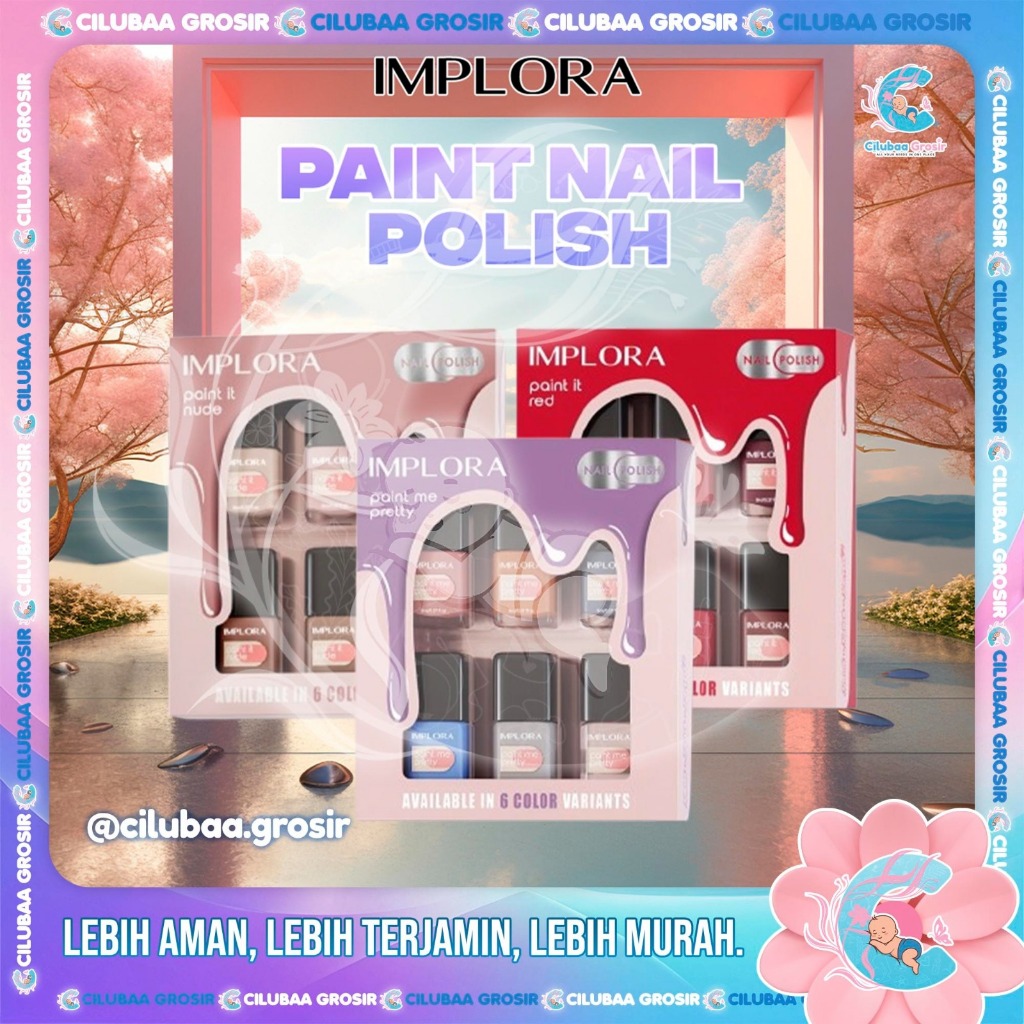 IMPLORA Paint Nail Polish || Kuteks Pewarna Kuku || Nail Art Per Box isi 6 Pcs || Paint It Red || Pa