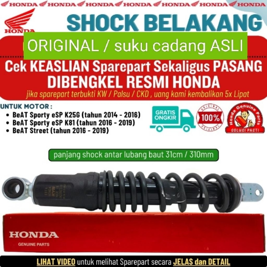 Shock Shockbreaker Belakang Beat 2016 2017 2018 2019 Original Beat Street Beat Fi K81 Original Honda