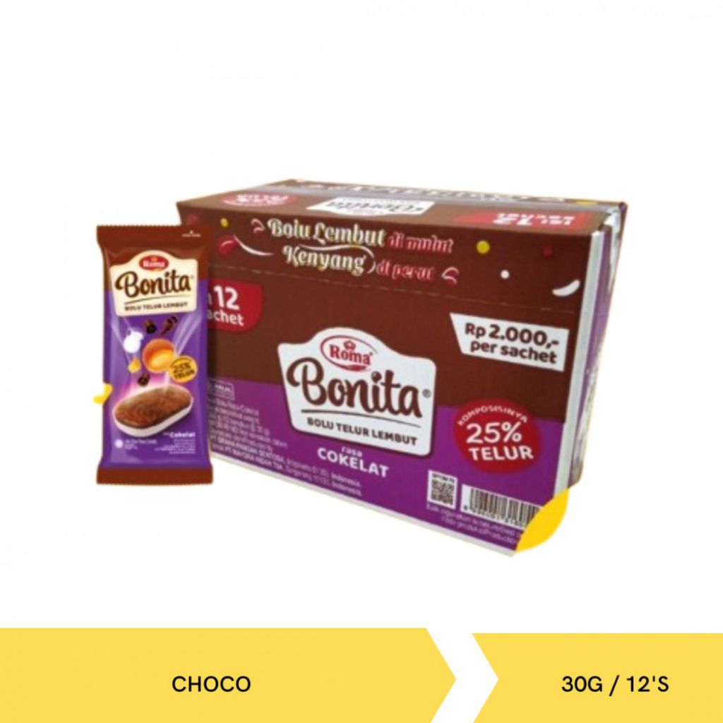 

Roma Bonita Bolu coklat 1 box isi 12pcs
