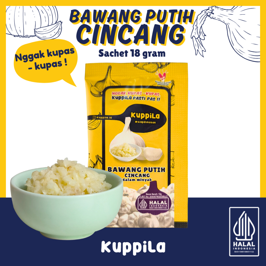 

Kuppila - Bawang Putih Cincang Dalam Minyak (Sachet) , bukan Bawang Bubuk
