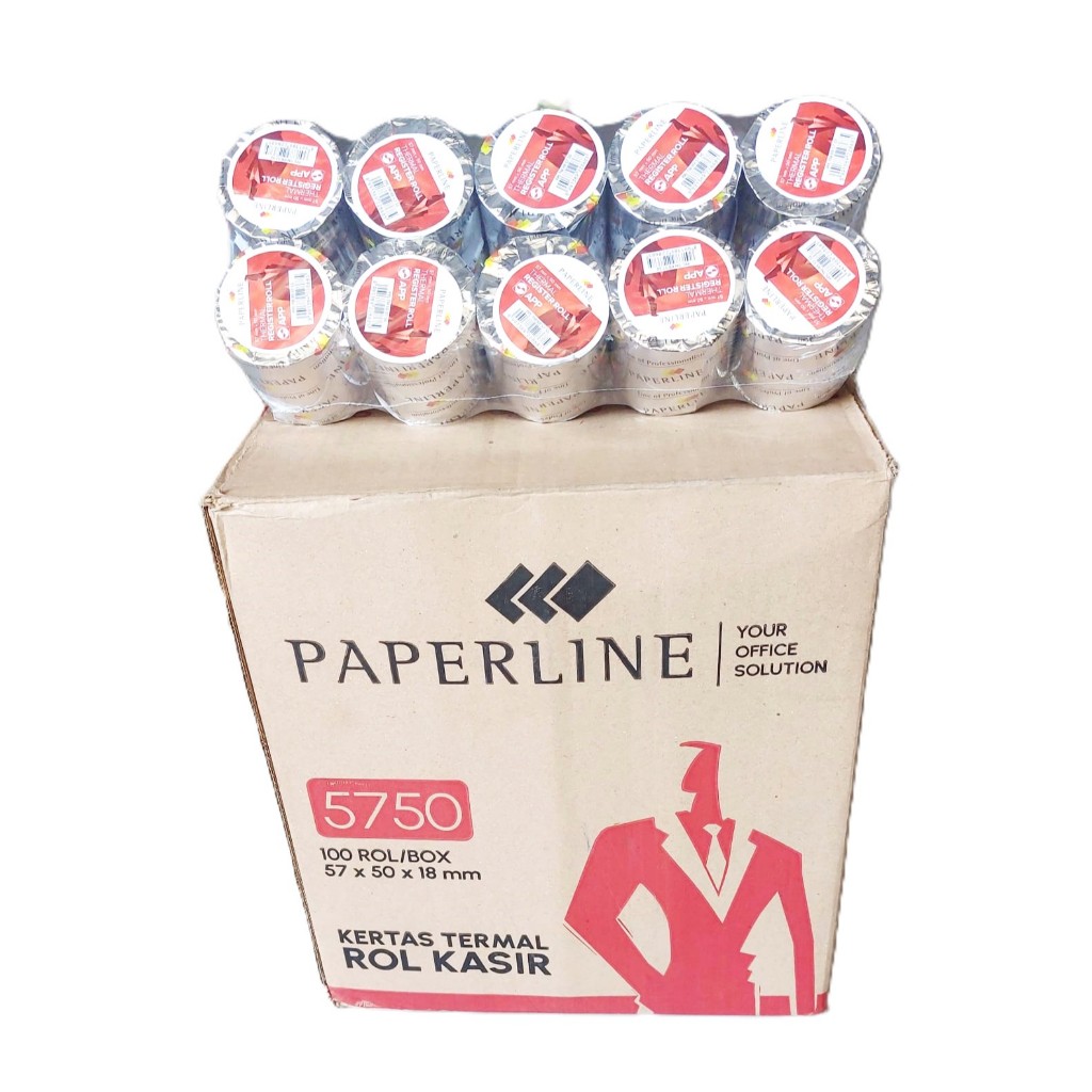 

1 karton 100rol Kertas Thermal Roll Kasir / Struk Kasir / Register Roll 57x50 mm Paperline
