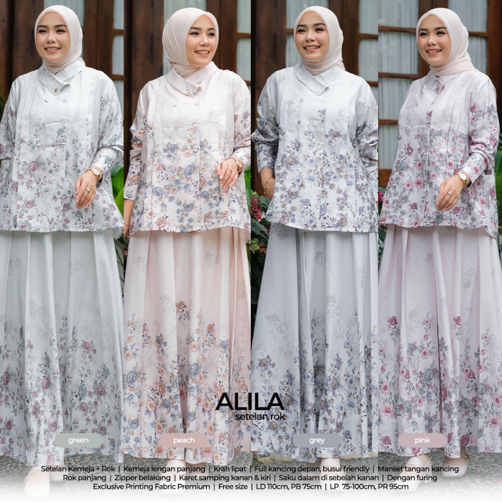 D'lovera SETELAN ALILA / Set Kemeja Rok Exclusive Printing Fabric Premium / Set Baju Muslim / Baju P