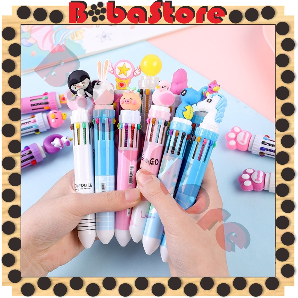 

⭐Bobastore⭐ Pena Mekanik Karakter Kartun Pulpen 10 Warna Lucu 3D DOLL Bolpen Gel Tinta Donat Animasi 10 Warna Alat Tulis Sekolah Anak Super Imut S106