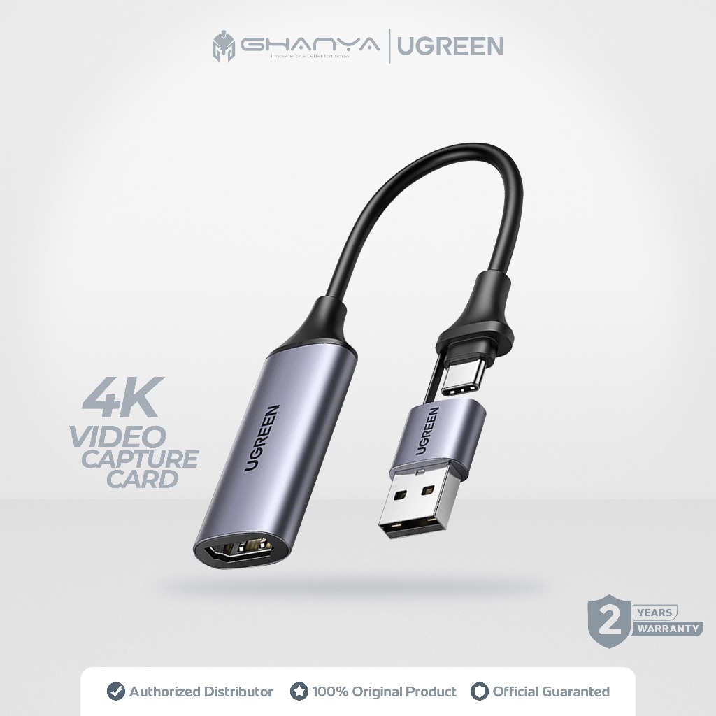 UGREEN 40189 Video Capture Card HDMI Adapter 2 in 1 Type C / USB HD 4K 60Hz Adaptor Tipe C Converter