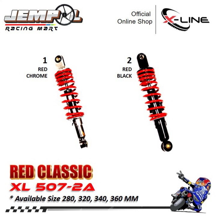 Xline Shock Shockbreaker Belakang Tipe 507 Motor Bebek Grand Legenda Supra 280 320 340 360 Original