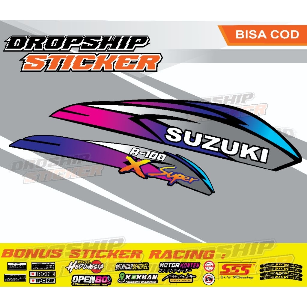 STRIPING VARIASI SUZUKI ECONOS A 100 X SUPER / STICKER LIST MOTOR ECONOS A100 X SUPER