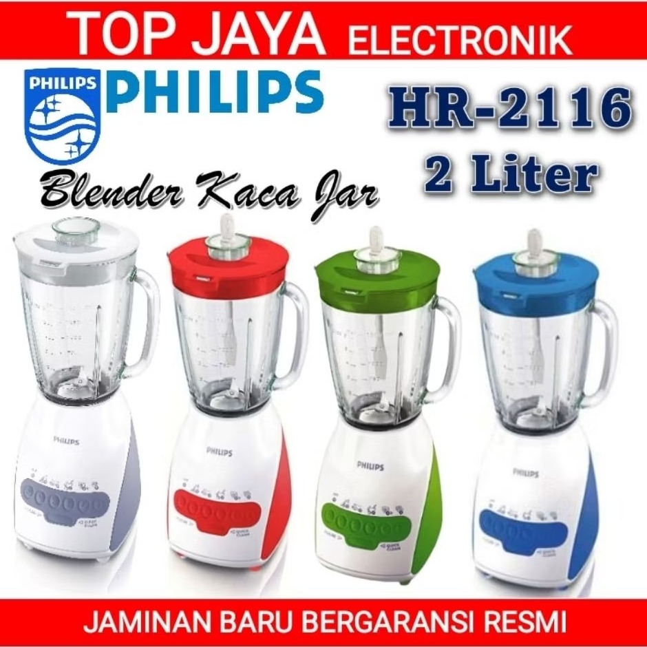 BLENDER PHILIPS KACA 2 LITER HR2116/BLENDER KACA PHILIPS 2 LITER NEW SERIES