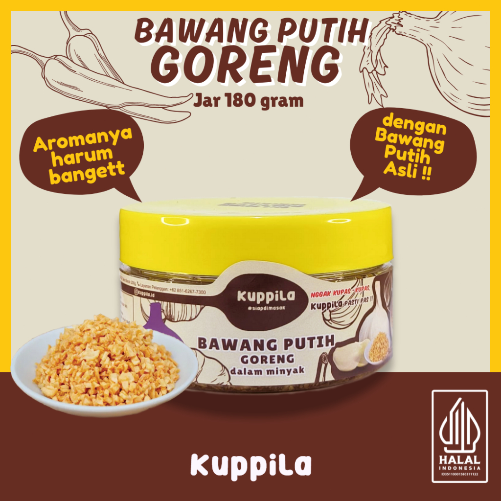 

Kuppila - Bawang Putih Goreng dalam Minyak (jar 180g) - dengan bawang putih Asli