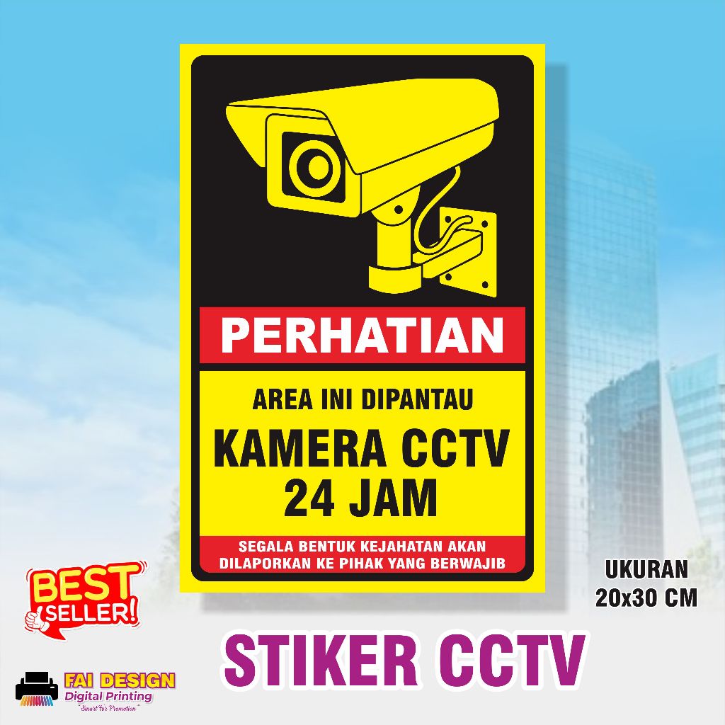 

Stiker Vinyl Area Ini Diawasi CCTV 24 Jam - Stiker Himbauan Pengawasan CCTV