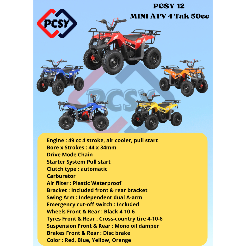 ATV MESIN 4 TAK 50CC PCSY-12