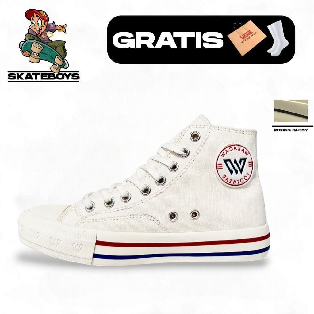 Sepatu Wakacaw Footwear amellos off white Hi Sepatu pria dan Wanita