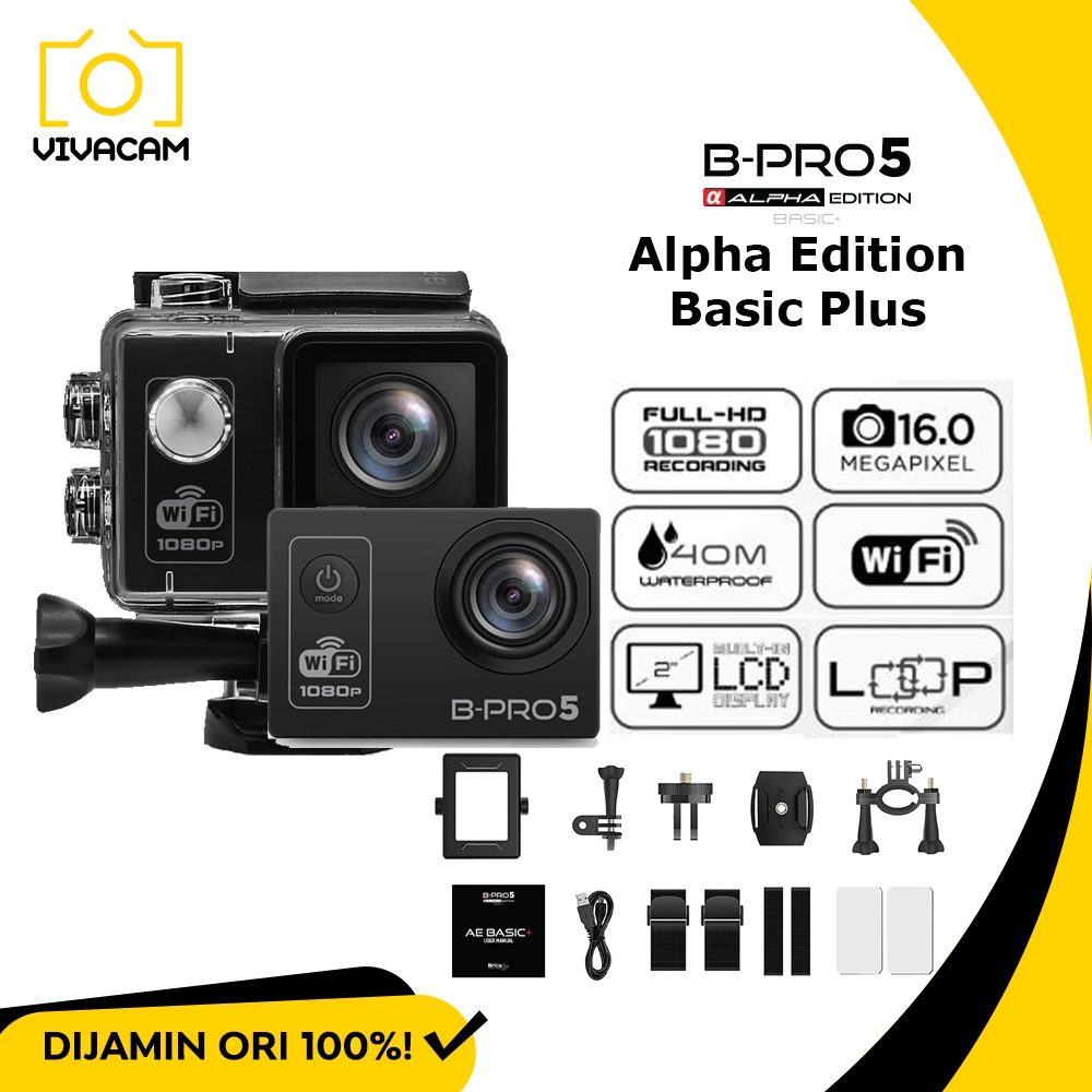 Brica B-Pro 5 Alpha Edition Basic Plus - Hitam - Action Camera Wifi - GARANSI RESMI