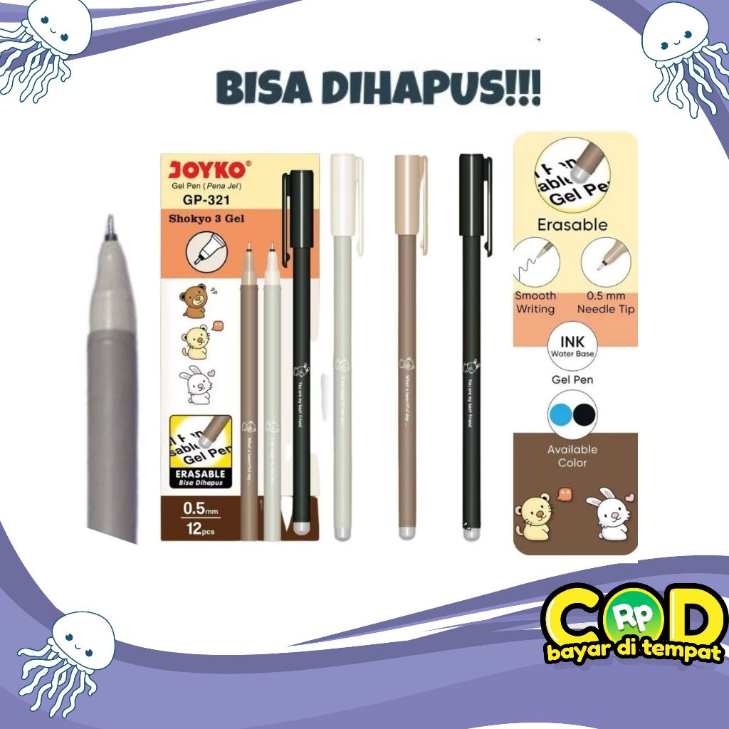 

Pulpen Bisa Dihapus Joyko GP-321 Shokyo 3 Gel 0.5 mm / Pen Hapus Joyko