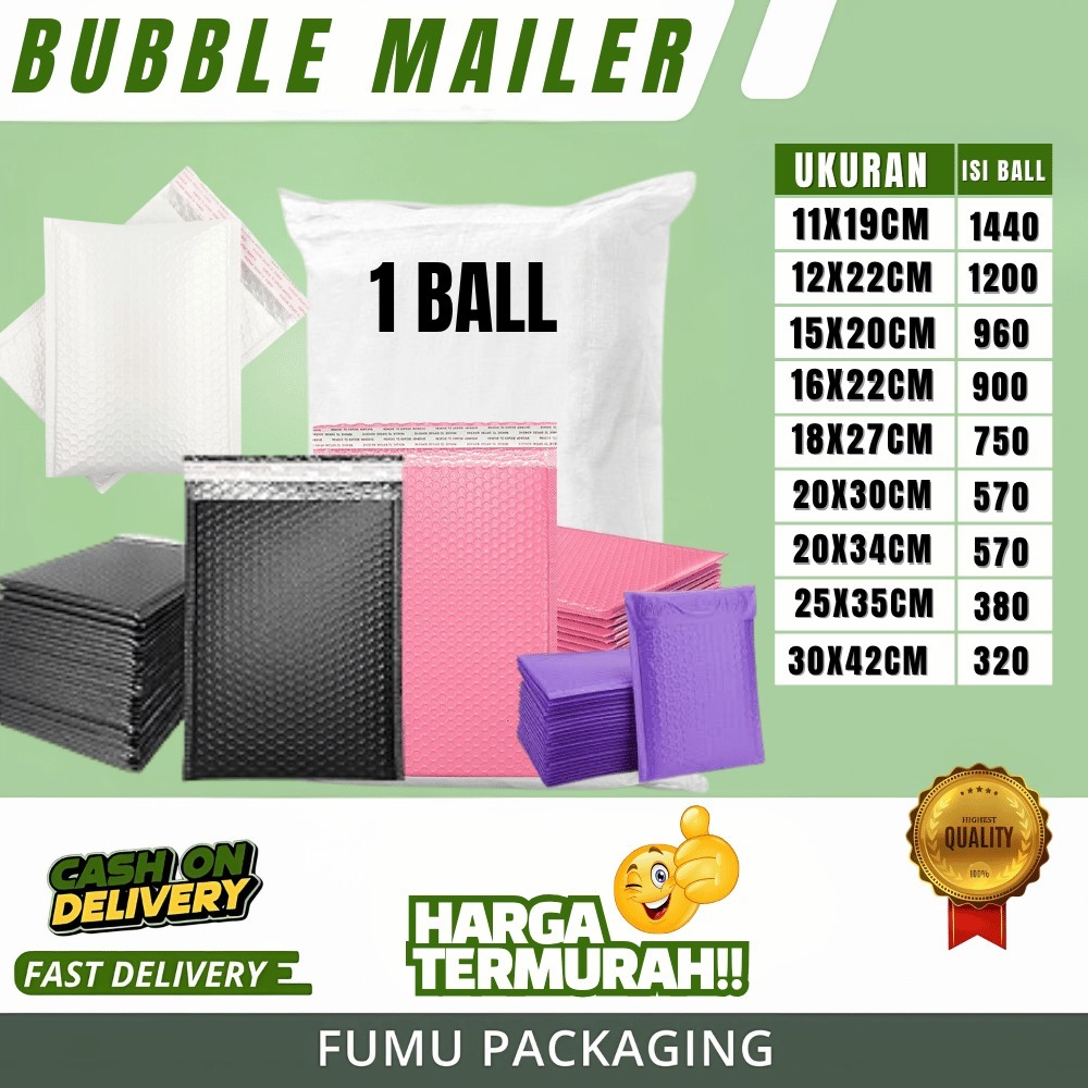 

Bubble Mailer 1Ball / Amplop Bubble Packing / Kantong Bubble/ Kemasan Praktis/Harga Terjangkau