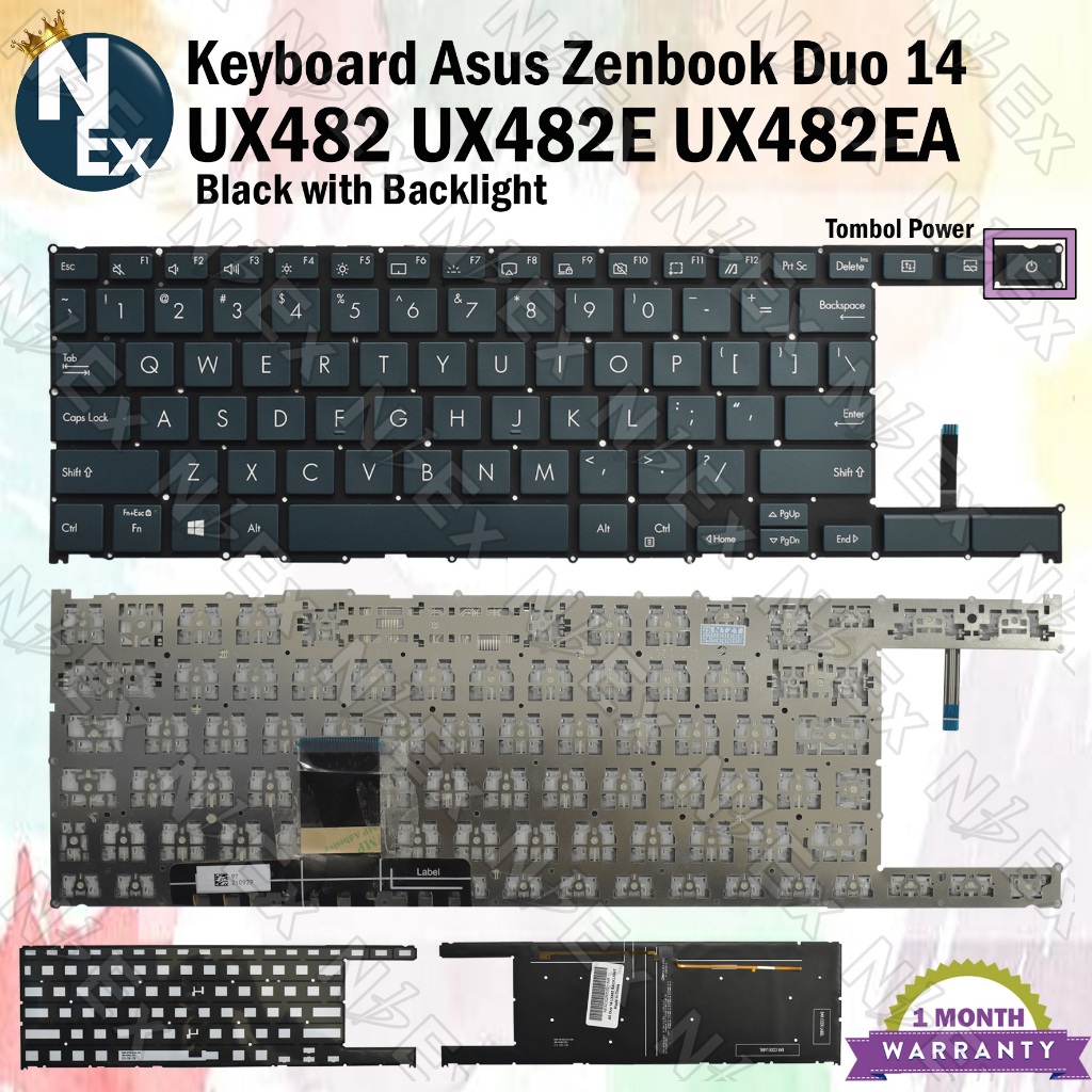 Keyboard Asus Zenbook Duo 14 UX482 UX482E UX482EA Black Backlight