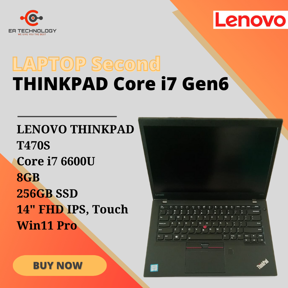 LENOVO THINKPAD T470S Core i7-6600U 8GB 256SSD 14" FHD IPS, TouchScreen Win11 Pro