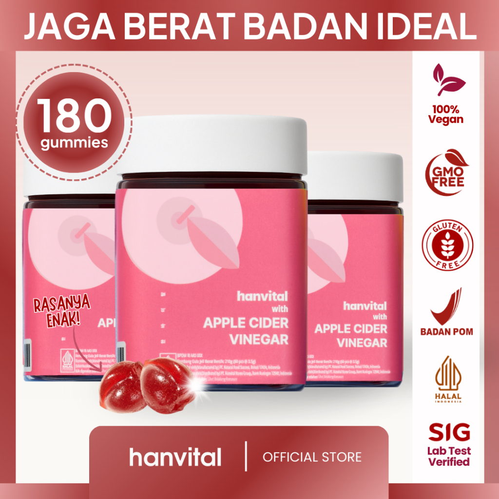 Hanvital ACV DIET GUMMIES - BUNDLE 3 BOTOL - Jaga Berat Badan Ideal