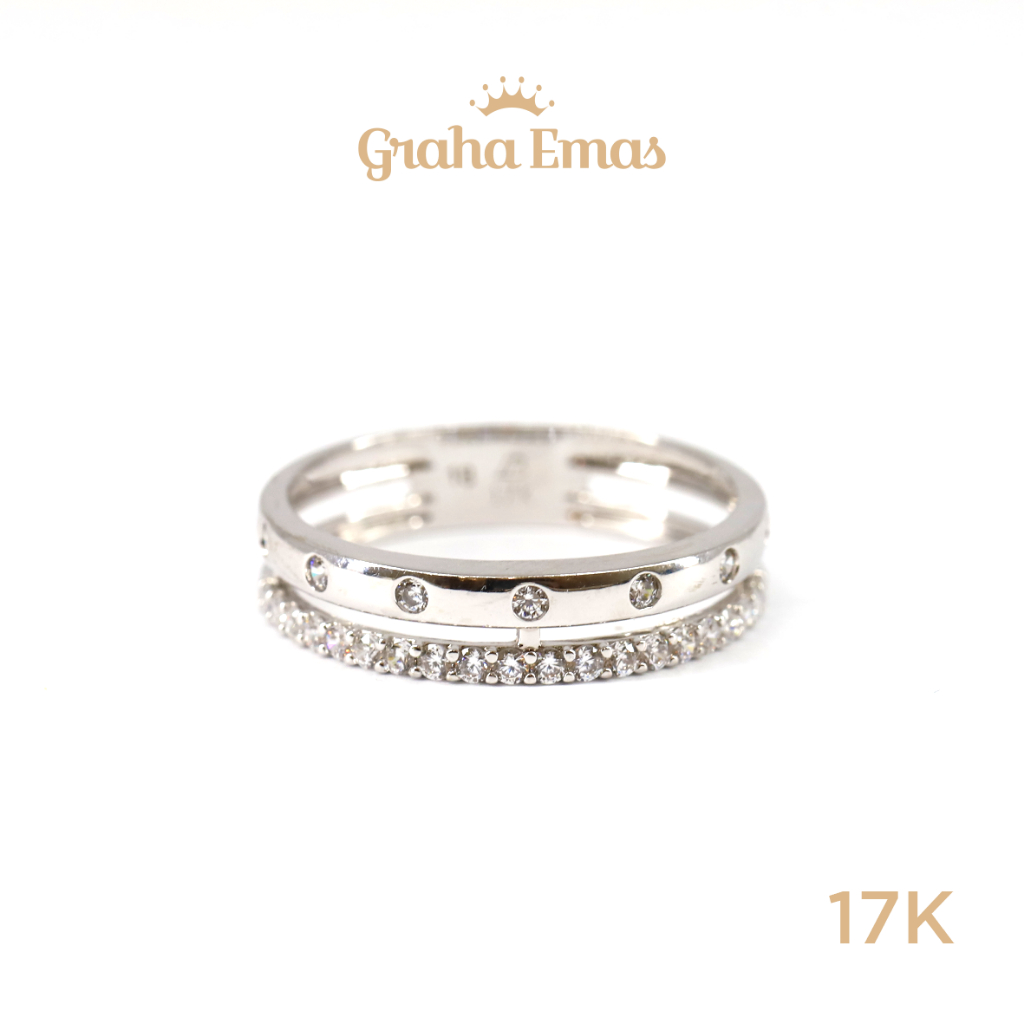 Graha Emas Cincin Emas Putih Bentuk 17K - White Gold Model Ring 17 Carat M453